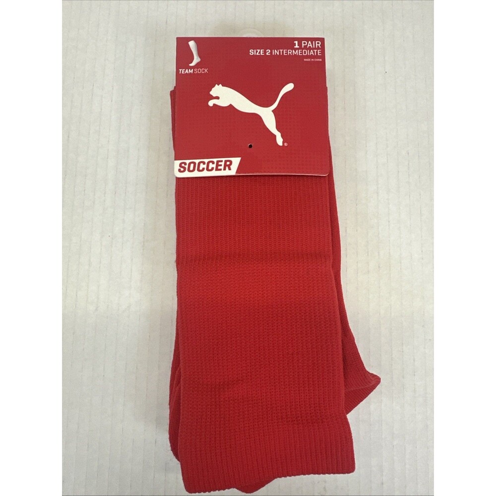 Puma Size 2 Intermediate Red Team Soccer Socks 1 Pair Brand New